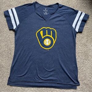 🎉Fanatics BREWERS ⚾️ T-Shirt, Women’s Size LG, Blue/Yellow